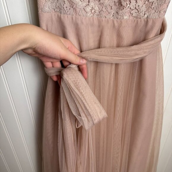 Watters & Watters pink lace tulle sleeveless maxi formal dress size 12 C47 - Picture 6 of 10